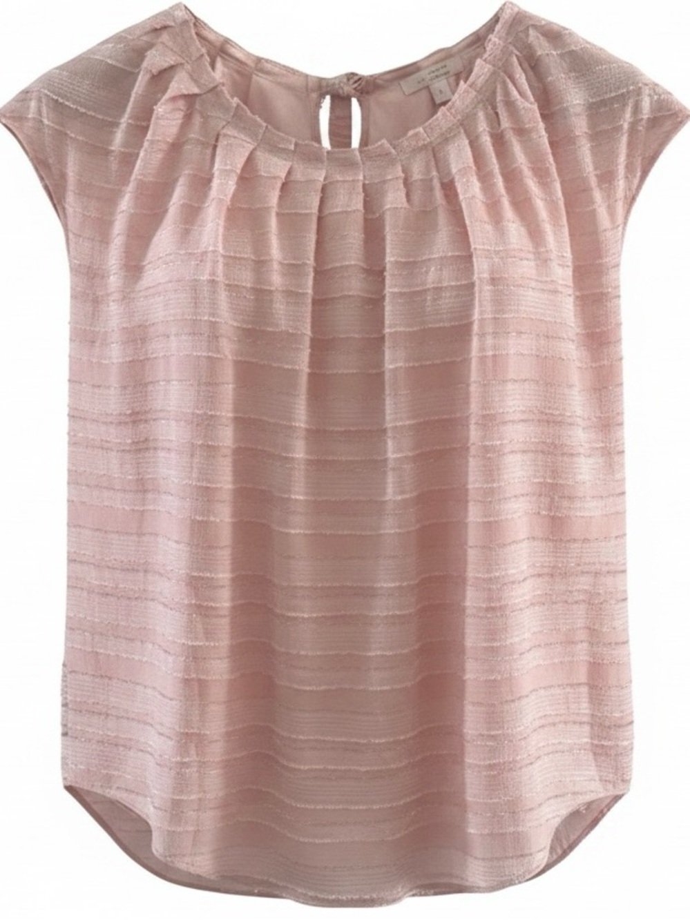 Lauren Conrad Pink Textured Short Sleeve Blouse With Back Tie Closure Size L